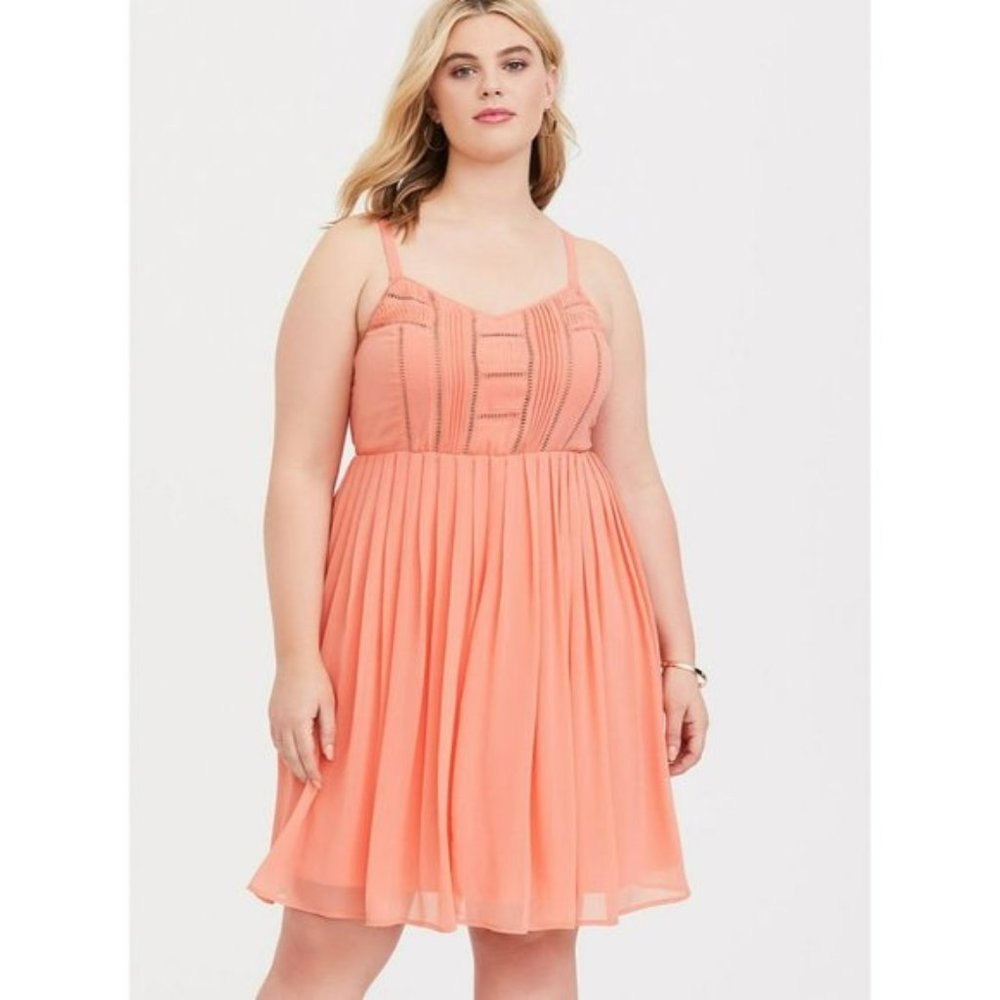 Torrid Peachy Orange Chiffon Dress